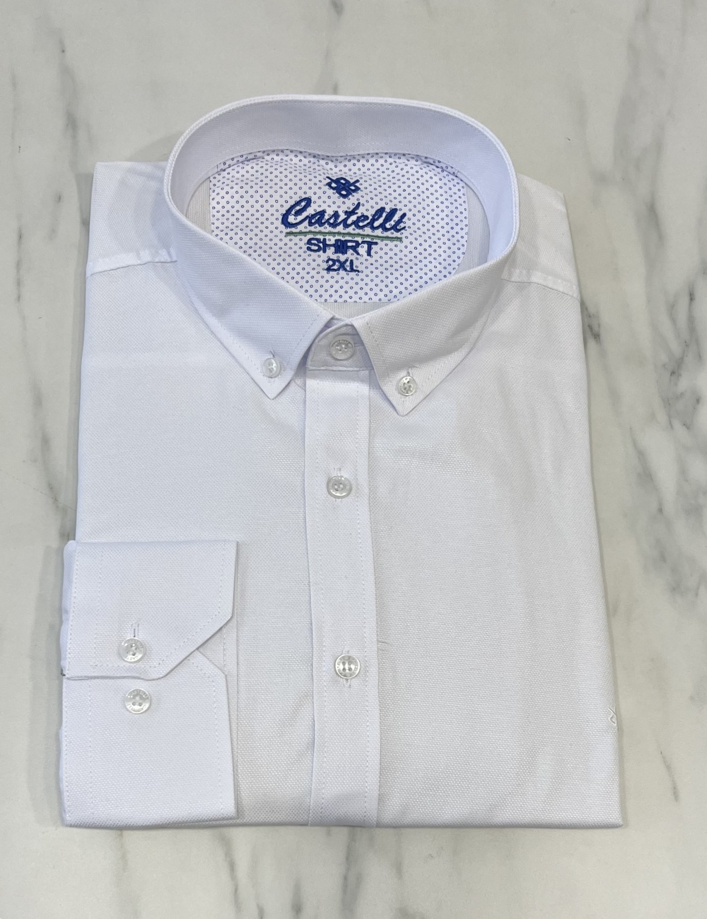 CASTELLI Ανδρικό λευκό κλασικό πουκάμισο Oxford CA2524W